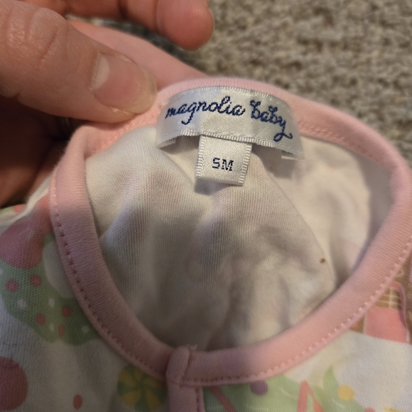 Whimsical Pink and White Kids Footie Pajama - Picture 4 of 4